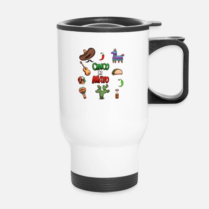 Éléments de dessin animé Cinco De Mayo - Tasse isotherme avec poignée - blanc