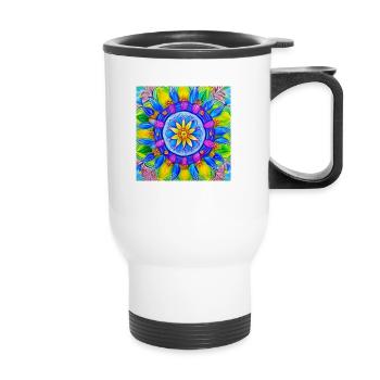 Botanical Mandala oil painting - Thermal mug with handle - white - Front