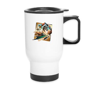 abstract uae in the future cartoon - Thermal mug with handle - white - Front