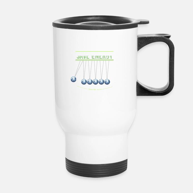 Save energy - Thermobecher mit Tragegriff - Weiß