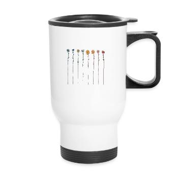 Delicate floral strokes - Thermal mug with handle - white - Front