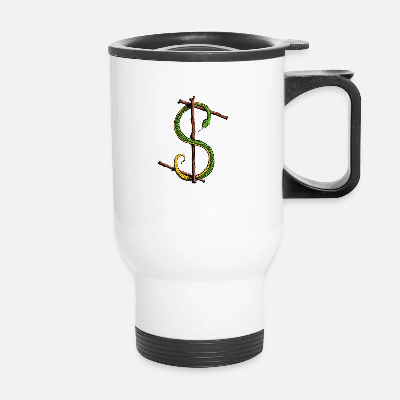 Rune Eihwaz with snake motif - Thermal mug with handle - white