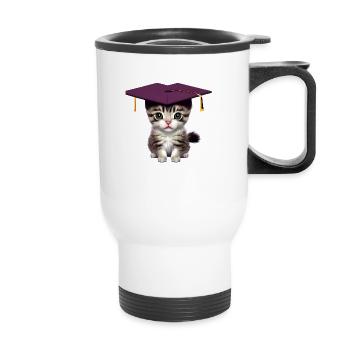 Bachelor Cat Studies Graduate School Leaving Certificate - Thermal mug with handle - white - Front