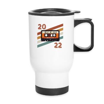 Retro-Vintage-Jubiläum 2022 - Thermobecher mit Tragegriff - Weiß - Vorne