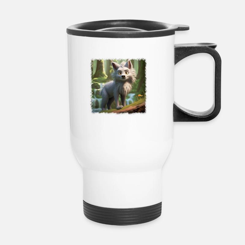Loup Cool - Tasse isotherme avec poignée - blanc