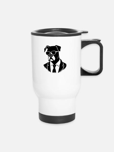 Boxer Hund Hunderasse - Thermobecher mit Tragegriff - Weiß