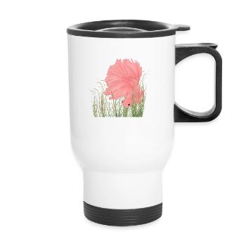Betta Splendense Halfmoon Left Deep Pink - Thermal mug with handle - white - Front