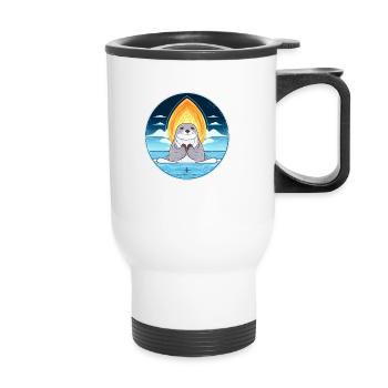 anniversaire cadeau idée anniversaire animal aquatique - Tasse isotherme avec poignée - blanc - Devant