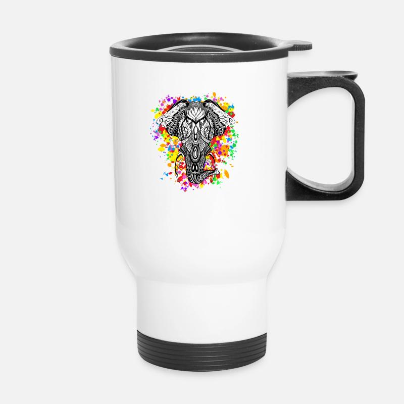 Elephant rainbow - Thermal mug with handle - white