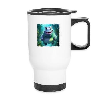süßes Hippo - Thermobecher mit Tragegriff - Weiß - Vorne