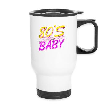 80s retro vintage funny 70s nostalgia music love - Thermal mug with handle - white - Front
