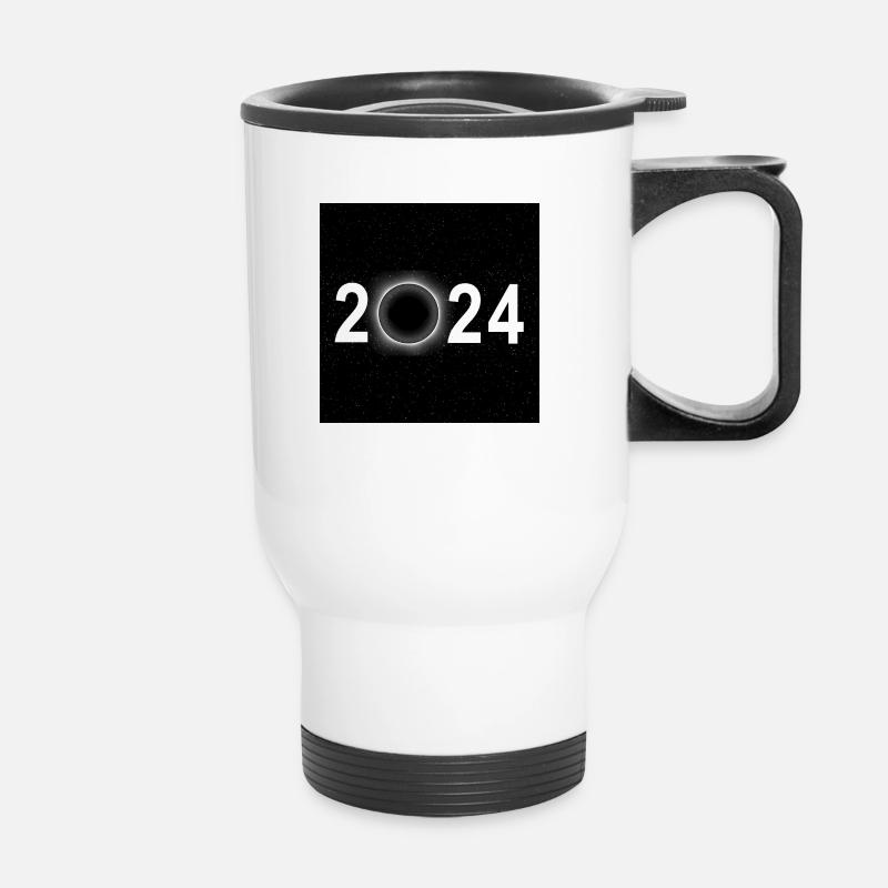 2024 Eclipse Poster Wandkunst Souvenir Memento - Thermobecher mit Tragegriff - Weiß