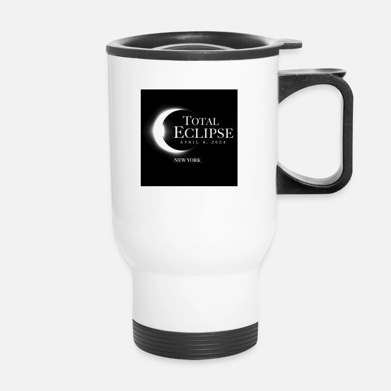 New York 2024 Eclipse Souvenir 8 avril - Tasse isotherme avec poignée - blanc