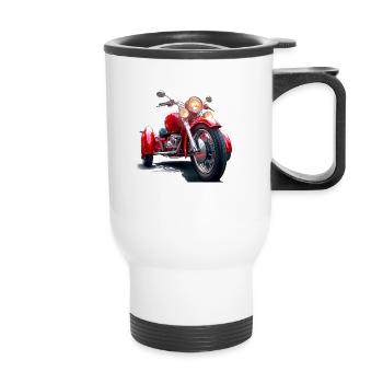 La fascination des motos classiques et du tricycle - Tasse isotherme avec poignée - blanc - Devant