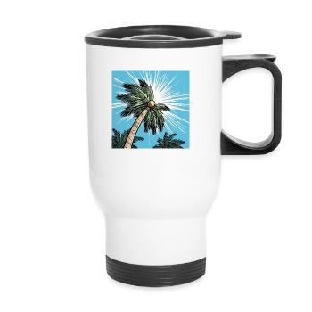 Sommer Palme mit Kokosnuss - Thermobecher mit Tragegriff - Weiß - Vorne