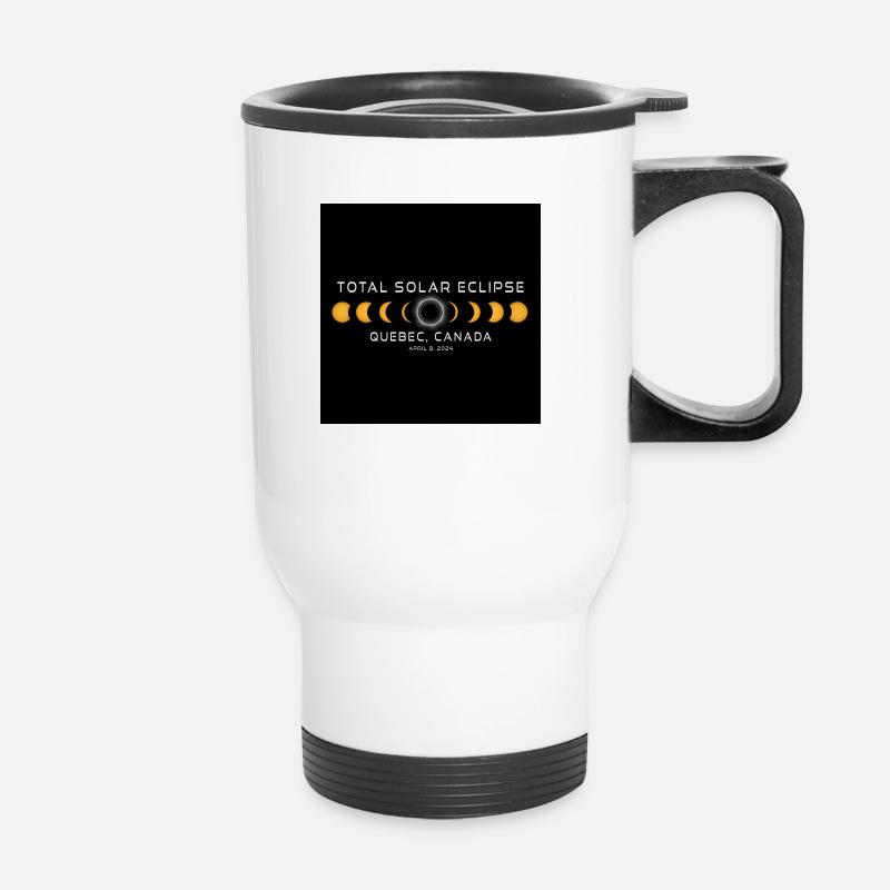 Quebec Canada 2024 Eclipse Cool Souvenir April 8 - Thermal mug with handle - white