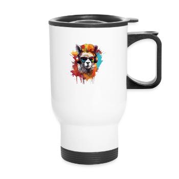 Funky Alpaca Graffiti Art - Thermal mug with handle - white - Front