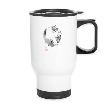 Round Cat - Thermal mug with handle - white - Front
