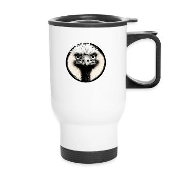 Autruche noir et blanc - Tasse isotherme avec poignée - blanc - Devant