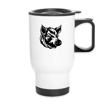 Pig Piggy Sow - Thermal mug with handle - white - Front