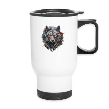 Gray wolf in graffiti style | Wolf lovers - Thermal mug with handle - white - Front