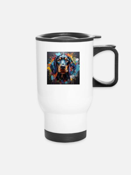 Hund - Thermobecher mit Tragegriff - Weiß