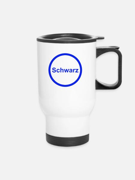 Schwarz - Thermobecher mit Tragegriff - Weiß