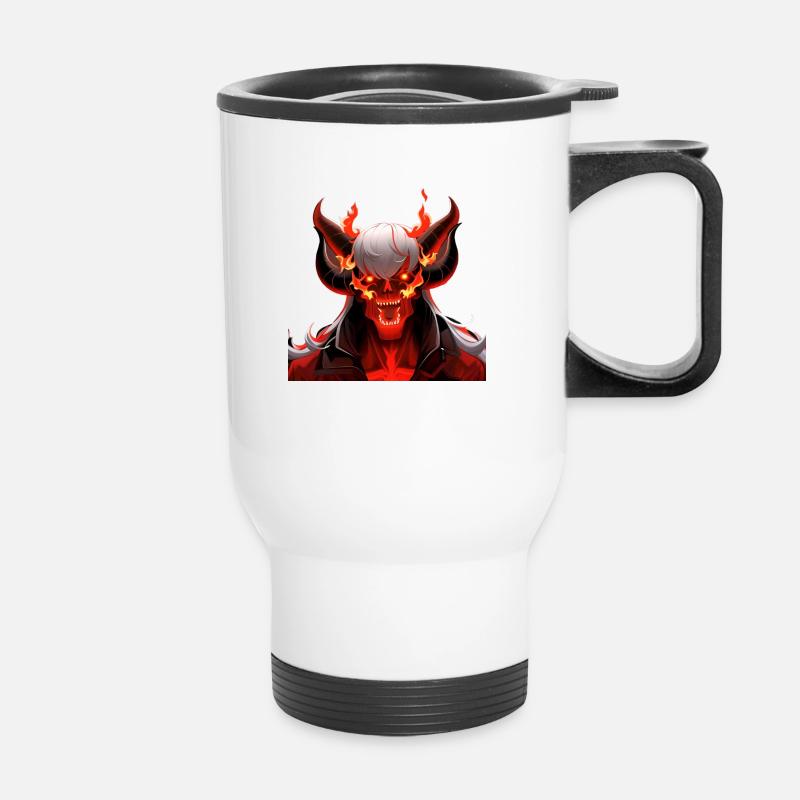 Le feu à 4 cornes et le diable d’été - Tasse isotherme avec poignée - blanc