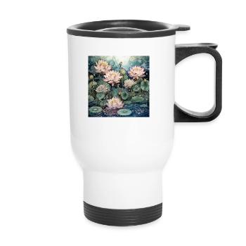 Water lilies - Thermal mug with handle - white - Front