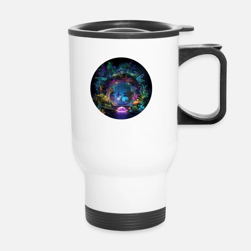 Glowing Jungle Adventures: Neon Jungle Explore - Thermal mug with handle - white
