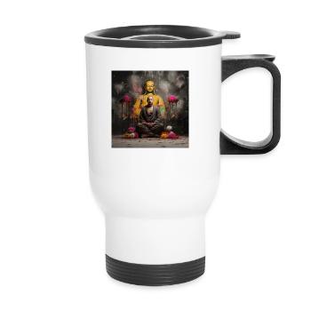 La méditation de Buddha - Tasse isotherme avec poignée - blanc - Devant