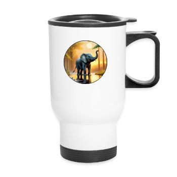 Elefant Illustration Zeichnung Geschenk Tier Natur - Thermobecher mit Tragegriff - Weiß - Vorne