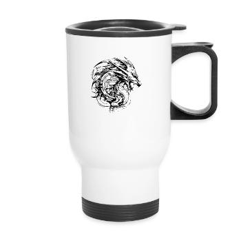Cyber Sigilism Dragon Tattoo Design - Thermal mug with handle - white - Front