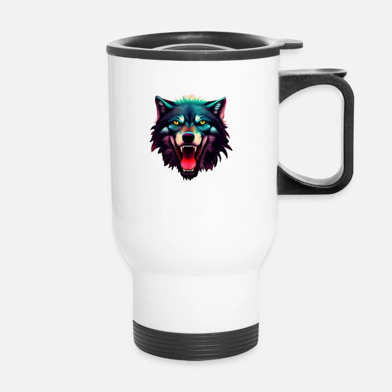 Wolf - Thermal mug with handle - white
