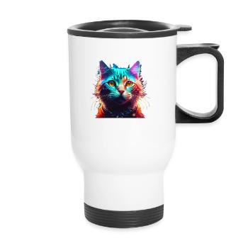 Chat Coloré - Tasse isotherme avec poignée - blanc - Devant