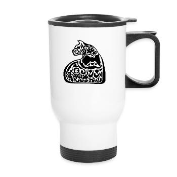 Elegante Katzenform - Thermobecher mit Tragegriff - Weiß - Vorne