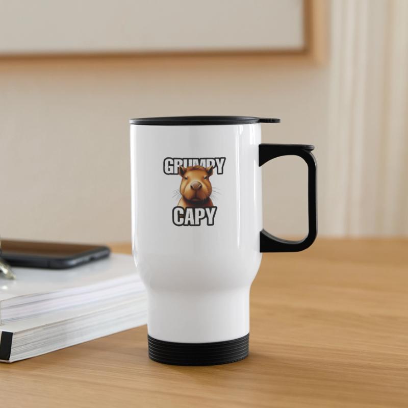 Grumpy Capybara - Ok I pull up Meme - Animal mignon Tasse isotherme avec poignée