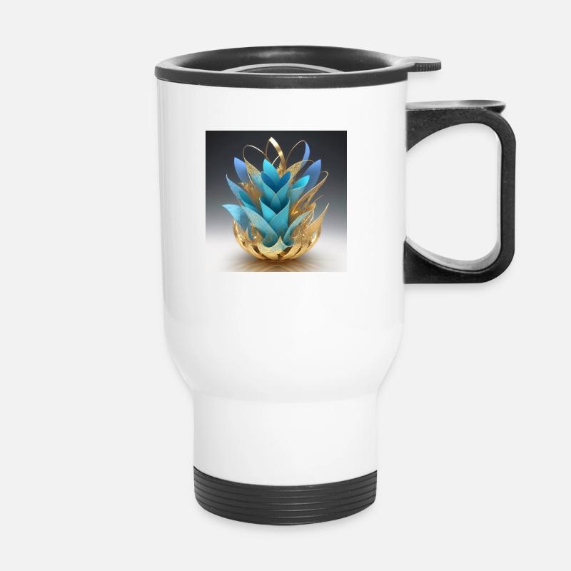 Blumenvase Origami-Stil - Thermobecher mit Tragegriff - Weiß