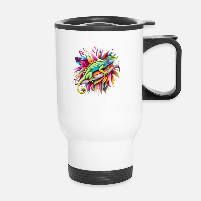 vibrant Lizard - Thermal mug with handle - white