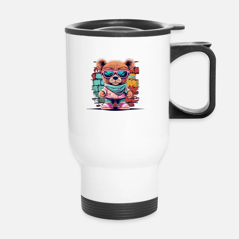 Ours en peluche Grafitti - Tasse isotherme avec poignée - blanc