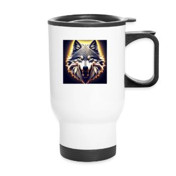 Tête de loup - Tasse isotherme avec poignée - blanc - Devant