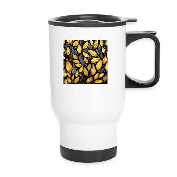 Golden Leaves - Thermal mug with handle - white - Front