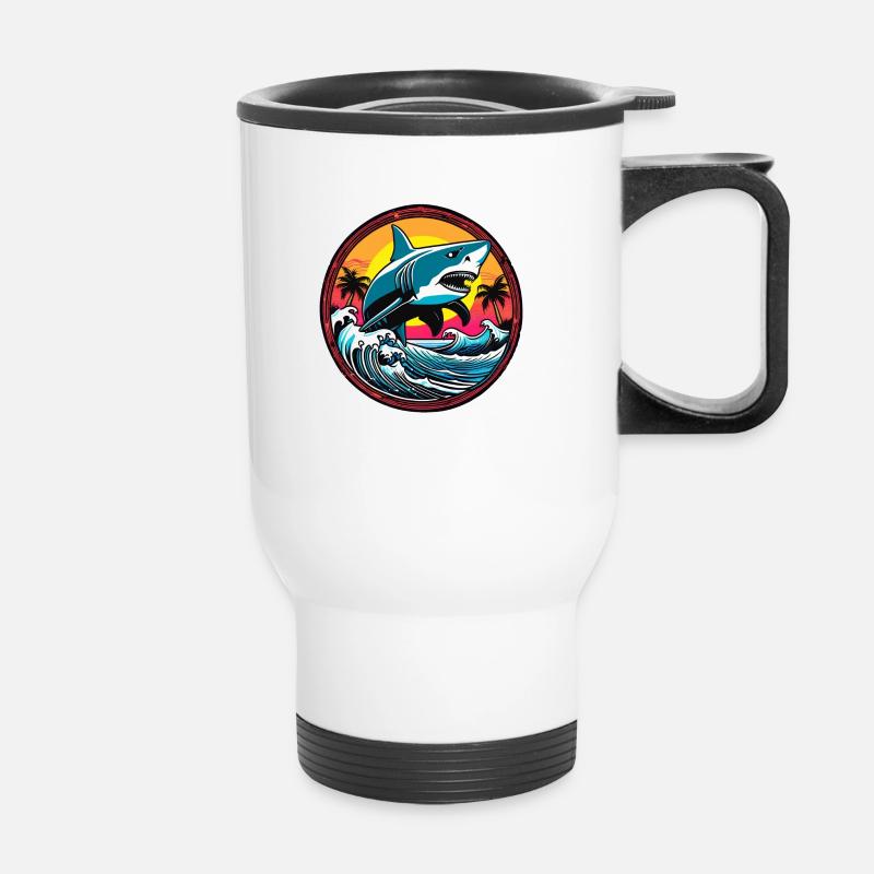 shark - Thermal mug with handle - white