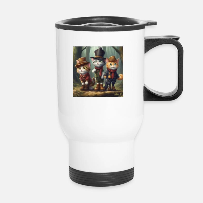 Chats dans la forêt - Tasse isotherme avec poignée - blanc