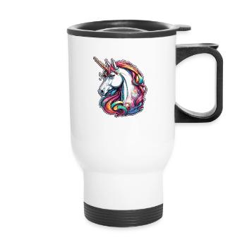 Unicorn / Horse / Girl / Mythical Creature / Fairy Tale - Thermal mug with handle - white - Front