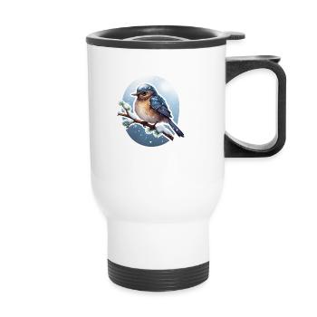 Winter Bird Snow - Thermal mug with handle - white - Front