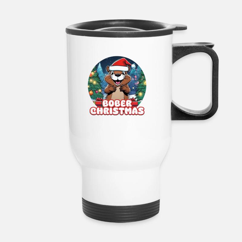 Bober Christmas - Thermal mug with handle - white