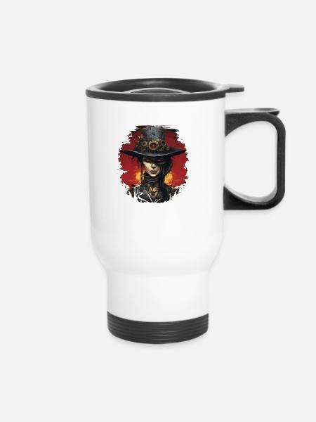 Emo Steampunk Mädchen - Thermobecher mit Tragegriff - Weiß