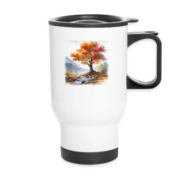 Peinture à l’aquarelle - Tasse isotherme avec poignée - blanc - Devant