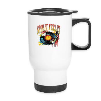 Disque Vinyle LP Platine Rétro - Tasse isotherme avec poignée - blanc - Devant